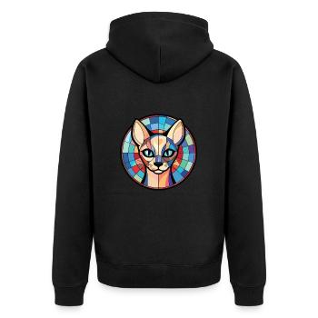 Race de chat siamois coloré aquarelle Illustration - Veste à capuche bio Premium Unisexe - noir - Dos - Nico (187cm)