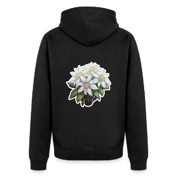 Edelweiss Flower Plant Mountains - Unisex Premium Organic Zip Hoodie - black - Back - Nico (187cm)