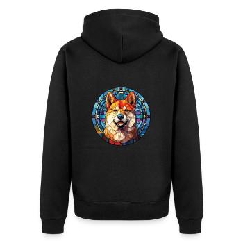 Akita Hunderasse bunte Aquarell-Illustration - Unisex Premium Bio Zip Hoodie - Schwarz - Hinten - Nico (187cm)