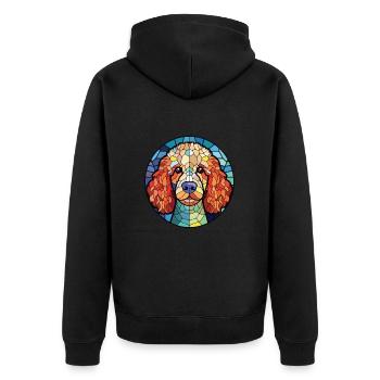 Pudel-Hunderasse Bunte Aquarell-Illustration - Unisex Premium Bio Zip Hoodie - Schwarz - Hinten - Nico (187cm)