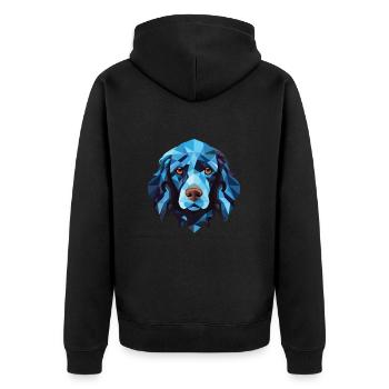 Blaue Picardie Spaniel Hunderasse buntes Aquarell - Unisex Premium Bio Zip Hoodie - Schwarz - Hinten - Nico (187cm)
