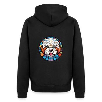Bichon frisé chien race aquarelle Illustration - Veste à capuche bio Premium Unisexe - noir - Dos - Nico (187cm)