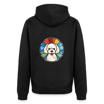 Bichon frisé chien race aquarelle Illustration - Veste à capuche bio Premium Unisexe - noir - Dos - Nico (187cm)