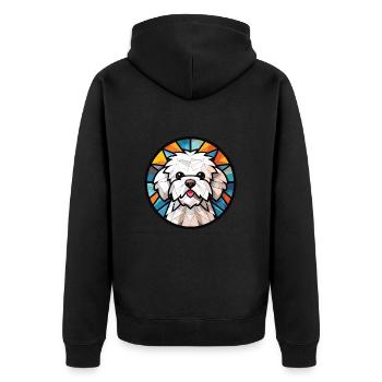 Bichon Frize Dog Breed Watercolor Illustration - Unisex Premium Organic Zip Hoodie - black - Back - Nico (187cm)
