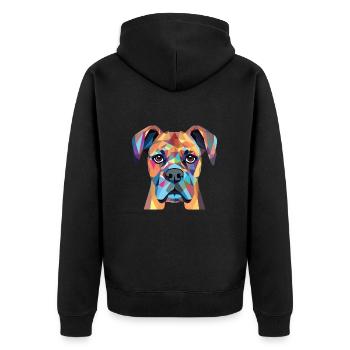 Boxer-Hundsrasse bunte Aquarell-Illustration - Unisex Premium Bio Zip Hoodie - Schwarz - Hinten - Nico (187cm)