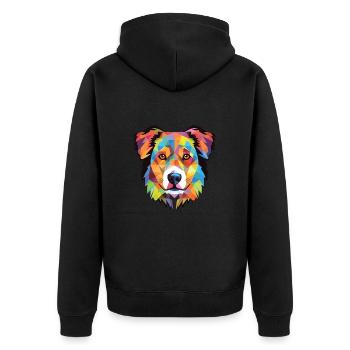Karpaten-Schäferhund-Rasse buntes Aquarell - Unisex Premium Bio Zip Hoodie - Schwarz - Hinten - Nico (187cm)