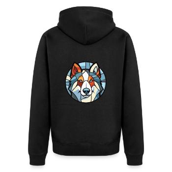 Illustration à l’aquarelle de race de chien esquimau canadien - Veste à capuche bio Premium Unisexe - noir - Dos - Nico (187cm)