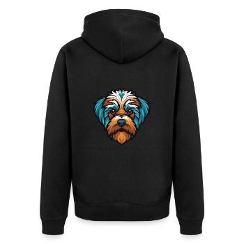 Bichon Yorkie Hunderasse Aquarell Illustration - Unisex Premium Bio Zip Hoodie - Schwarz - Hinten - Nico (187cm)