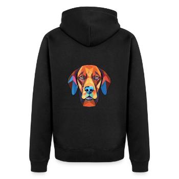 Berger du Languedoc Hunderasse buntes Aquarell - Unisex Premium Bio Zip Hoodie - Schwarz - Hinten - Nico (187cm)