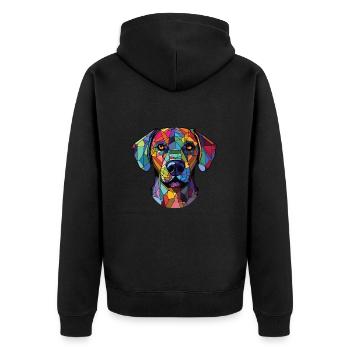 Cao De Castro Laboreiro Hunderasse Aquarellglas - Unisex Premium Bio Zip Hoodie - Schwarz - Hinten - Nico (187cm)