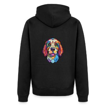 Cao De Castro Laboreiro Hunderasse Aquarellglas - Unisex Premium Bio Zip Hoodie - Schwarz - Hinten - Nico (187cm)