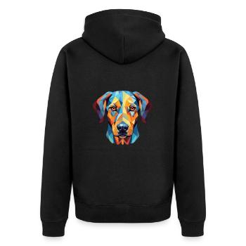 Catahoula Leopard Hunderasse buntes Aquarell - Unisex Premium Bio Zip Hoodie - Schwarz - Hinten - Nico (187cm)