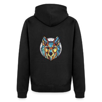 Cao De Castro Laboreiro Wolf Hunderasse Aquarell - Unisex Premium Bio Zip Hoodie - Schwarz - Hinten - Nico (187cm)