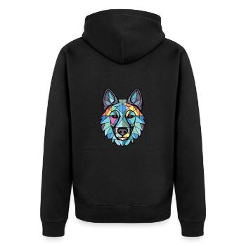 Schwarzes norwegischer Elchhund Hunderasse Aquarell - Unisex Premium Bio Zip Hoodie - Schwarz - Hinten - Nico (187cm)