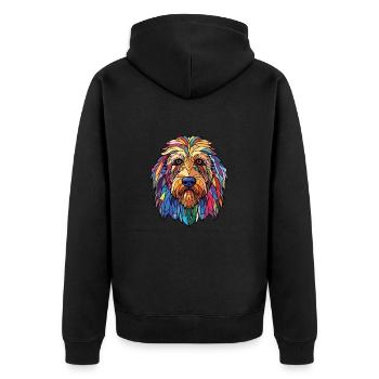 Bergamasco Schäferhund Rasse buntes Aquarell - Unisex Premium Bio Zip Hoodie - Schwarz - Hinten - Nico (187cm)