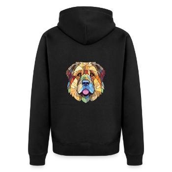 Chien de berger caucasien race aquarelle colorée - Veste à capuche bio Premium Unisexe - noir - Dos - Nico (187cm)