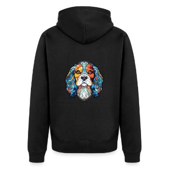 Cavalier King Charles Spaniel Hunderasse Aquarell - Unisex Premium Bio Zip Hoodie - Schwarz - Hinten - Nico (187cm)