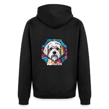 Coton Du Tulear Dog Breed Watercolor Illustration - Unisex Premium Organic Zip Hoodie - black - Back - Nico (187cm)