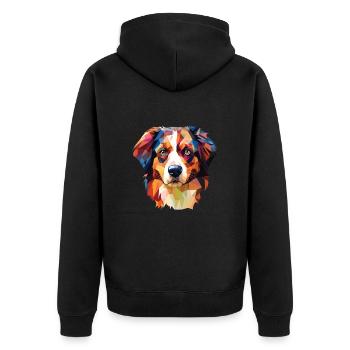 English Shepherd Dog Breed Watercolor Illustration - Unisex Premium Organic Zip Hoodie - black - Back - Nico (187cm)