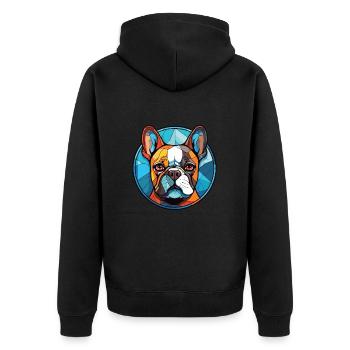 Bouledogue Français chien race aquarelle Illustration - Veste à capuche bio Premium Unisexe - noir - Dos - Nico (187cm)