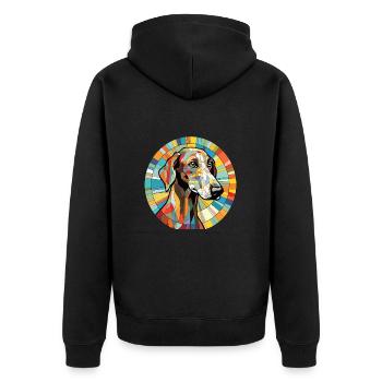 Galgo Español Hunderasse Aquarell Illustration - Unisex Premium Bio Zip Hoodie - Schwarz - Hinten - Nico (187cm)