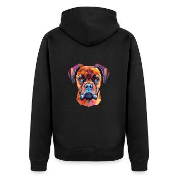 Deutsche Boxerhunderasse Aquarell Illustration - Unisex Premium Bio Zip Hoodie - Schwarz - Hinten - Nico (187cm)