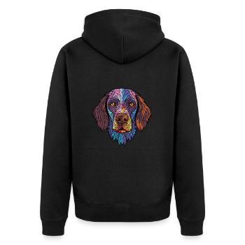 Deutscher rauhaariger Vorstehhund Rasse Aquarell - Unisex Premium Bio Zip Hoodie - Schwarz - Hinten - Nico (187cm)