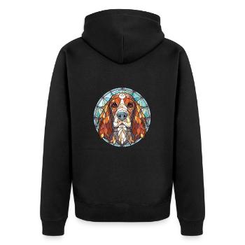 Grand Anglo Francais Dog Breed Colorful Watercolor - Unisex Premium Organic Zip Hoodie - black - Back - Nico (187cm)