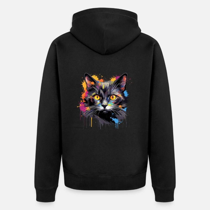 chat noir - Veste à capuche bio Premium Unisexe - noir