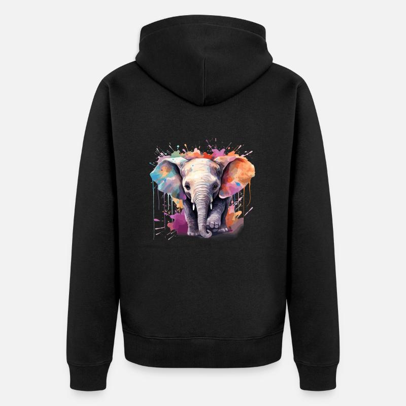 Eléphante bébé - Veste à capuche bio Premium Unisexe - noir