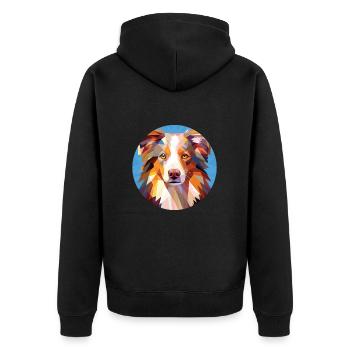 Berger australien chien race coloré aquarelle - Veste à capuche bio Premium Unisexe - noir - Dos - Nico (187cm)