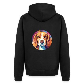 Beagle Hunderasse Bunte Aquarell Illustration - Unisex Premium Bio Zip Hoodie - Schwarz - Hinten - Nico (187cm)
