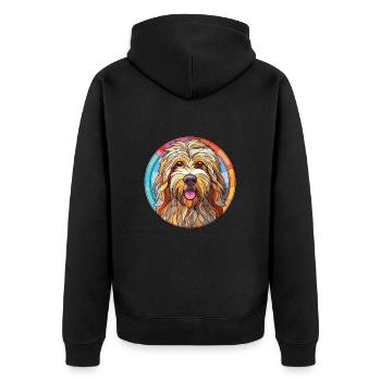 Bergamasco Schäferhund Hunderasse buntes Aquarell - Unisex Premium Bio Zip Hoodie - Schwarz - Hinten - Nico (187cm)