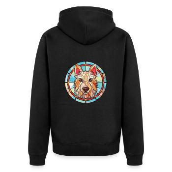 Berger Picard Hunderasse Aquarell Illustration - Unisex Premium Bio Zip Hoodie - Schwarz - Hinten - Nico (187cm)