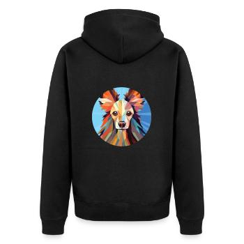 Chinesische Schopfhunderasse Aquarell-Illustration - Unisex Premium Bio Zip Hoodie - Schwarz - Hinten - Nico (187cm)