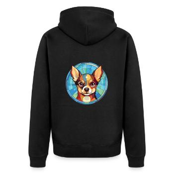 Field Spaniel Hunderasse Aquarell Illustration - Unisex Premium Bio Zip Hoodie - Schwarz - Hinten - Nico (187cm)