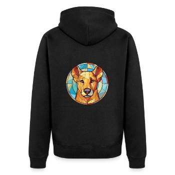 Finnish Hound Dog Breed Watercolor Illustration - Unisex Premium Organic Zip Hoodie - black - Back - Nico (187cm)