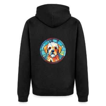 Französischer dreifarbiger Hundehund Rasse Aquarellglas - Unisex Premium Bio Zip Hoodie - Schwarz - Hinten - Nico (187cm)