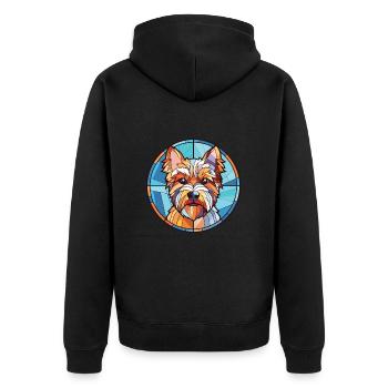 Biewer Terrier Dog Breed Watercolor Illustration - Unisex Premium Organic Zip Hoodie - black - Back - Nico (187cm)