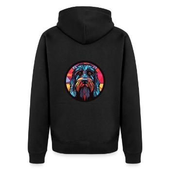 Terrier russe noir chien race verre aquarelle - Veste à capuche bio Premium Unisexe - noir - Dos - Nico (187cm)