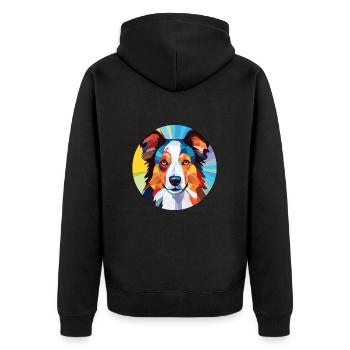 Border Collie chien race aquarelle Illustration - Veste à capuche bio Premium Unisexe - noir - Dos - Nico (187cm)