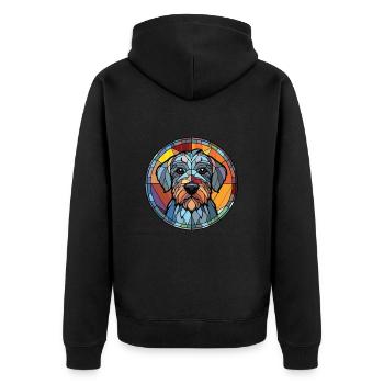 Cesky Terrier Hunderasse Aquarell Illustration - Unisex Premium Bio Zip Hoodie - Schwarz - Hinten - Nico (187cm)