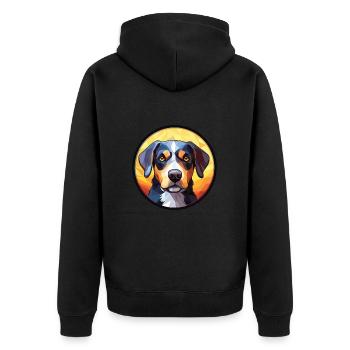 Deutsche Boxerhunderasse Aquarell Illustration - Unisex Premium Bio Zip Hoodie - Schwarz - Hinten - Nico (187cm)