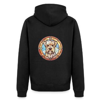 Deutsche Spaniel-Hunderasse Aquarell-Illustration - Unisex Premium Bio Zip Hoodie - Schwarz - Hinten - Nico (187cm)
