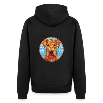 Illustration aquarelle de race de chien Terrier irlandais - Veste à capuche bio Premium Unisexe - noir - Dos - Nico (187cm)