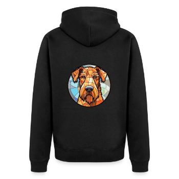 Airedale Terrier Chien Race Illustration à l’aquarelle - Veste à capuche bio Premium Unisexe - noir - Dos - Nico (187cm)