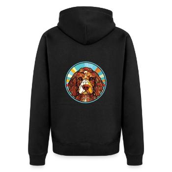 Barbet chien race coloré aquarelle Illustration - Veste à capuche bio Premium Unisexe - noir - Dos - Nico (187cm)