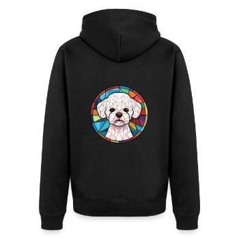 Bichons frisé race de chien Illustration à l’aquarelle - Veste à capuche bio Premium Unisexe - noir - Dos - Nico (187cm)