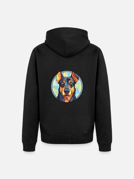 Beauceron Dog Breed Watercolor Glass Illustration - Unisex Premium Organic Zip Hoodie - black