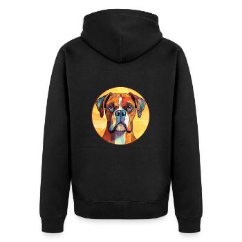 Boxer-Hundsrasse Bunte Aquarell-Illustration - Unisex Premium Bio Zip Hoodie - Schwarz - Hinten - Nico (187cm)